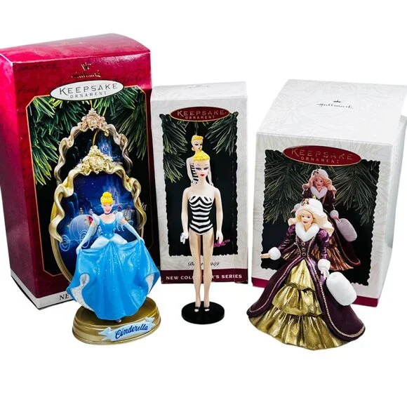 HALLMARK Keepsake HOLIDAY BARBIE 1996 Debut 1994 Cinderella ORNAMENT Lot of 3 - Picture 2 of 16